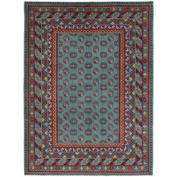 Hand Knotted Akcha Revival Wool Rug - 5'7'' x 7'7''