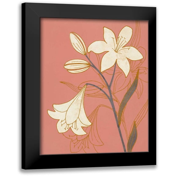 Design Show 12x14 Black Modern Framed Museum Art Print Titled - Terra Cotta Lillies II