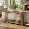 thumbnail image 6 of Farmhouse Solid Wood Entryway Table, 63-Inch Console Table with 2-Tier Shelf, 6 of 7