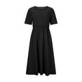 thumbnail image 4 of Sakmal Dresses Women Crew Neck Long Short Sleeve T Shirt Black Dresses ,Sizes S-2XL, 4 of 6