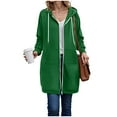 thumbnail image 5 of UngA Long Fleece Hoodies for Women Long Sleeve Fall Long Tunic Hooded Sweatshirt Oversized Fleece Jacket With Pockets Fall Coats 2025 Women Zip Up Hoodie (Green,3XL), 5 of 7