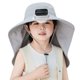 thumbnail image 5 of Sombrero de ventilador solar para niños con solapa para el cuello, protección UV, recargable, transpirable, de verano, para niños y niñas, de ala ancha para exteriores, 5 of 7