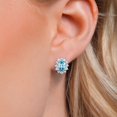 thumbnail image 3 of Gem Stone King 3.12 Ct Oval Blue Zircon 925 Sterling Silver Halo Princess Diana Kate Middleton Post Earrings, 3 of 6