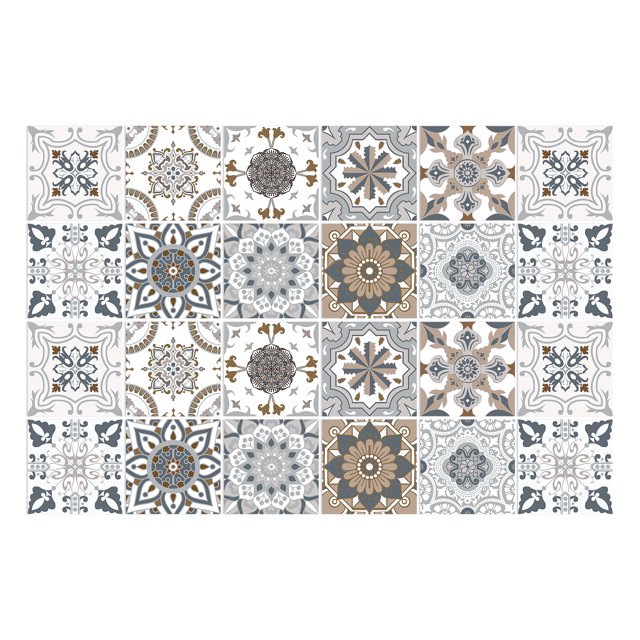 24pcs Retro Grey Kitchen Tile Sticker Wall Waterproof Self Adhesive Wallpaper PVC Furniture Cabinet Surface DIY Decorative Decal