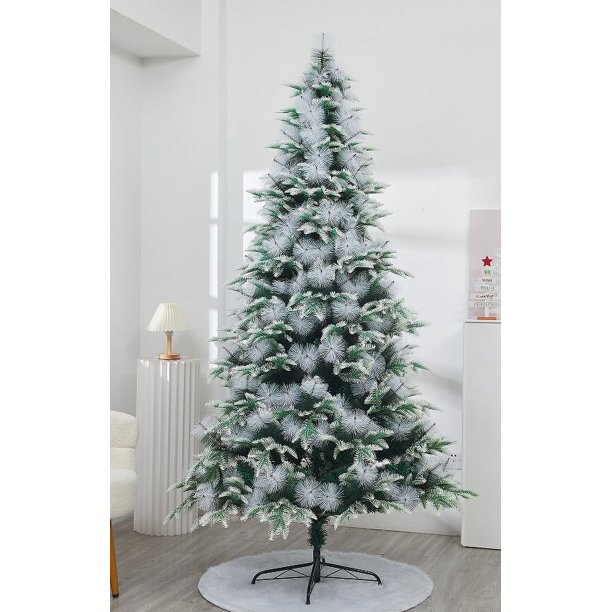 Fiudx Decoraciones Navideñas Interiores Árbol De Navidad Flocado En Nieve, Pinos Artificiales Con Bisagras De Primera Calidad, Soporte De Metal Y Puntas De 200 Ramas, Fáciles De Instalar