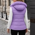 thumbnail image 5 of MOONDU Womens Puffer Vest Quilted Sleeveless Faux Fur Hood Zip Pockets Fall Winter Warm Outerwear for Layering Casual, 5 of 9