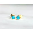 thumbnail image 2 of ArtpalaceByMitika Genuine Arizona Trinity Trio Round Turquoise Gemstone Studs Earrings in Solid 925 Yellow Gold Plated Handmade Minimalist Jewelry Gift, 2 of 4