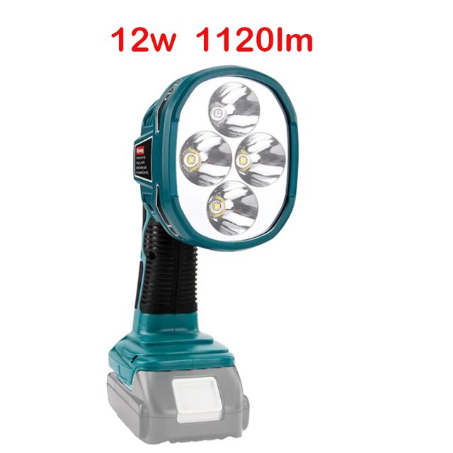 Linterna LED Inalámbrica de 12w 1120lm 18V Luz de Trabajo Linterna para Lámpara LED Ma*kita sin Batería USB Foco de Iluminación de Emergencia para Exteriores