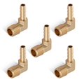 thumbnail image 1 of Boeray 5 piezas codo de 90 grados manguera de latón conector de púas -1/4 "" Barb a 1/4 "" macho NPT adaptador, 1 of 5
