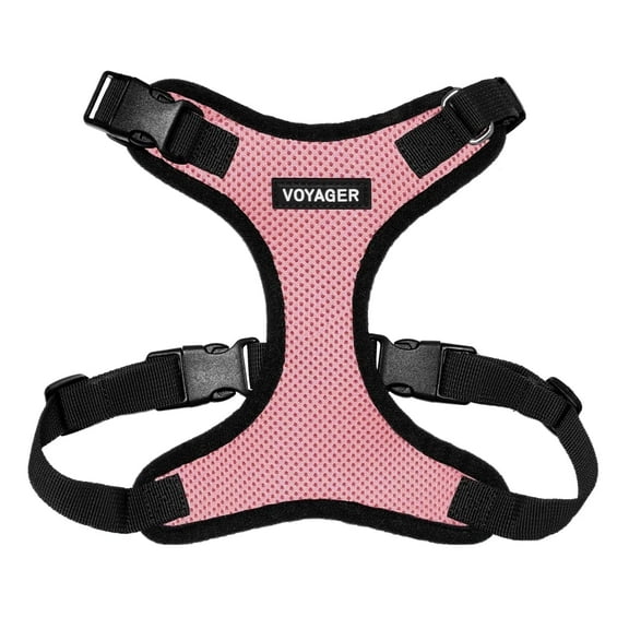 Voyager Step-In Lock Pet Harness - All Weather Mesh, Adjustable Step In Harness for Cats and Dogs by Best Pet Supplies - Pink/Black Trim, XL