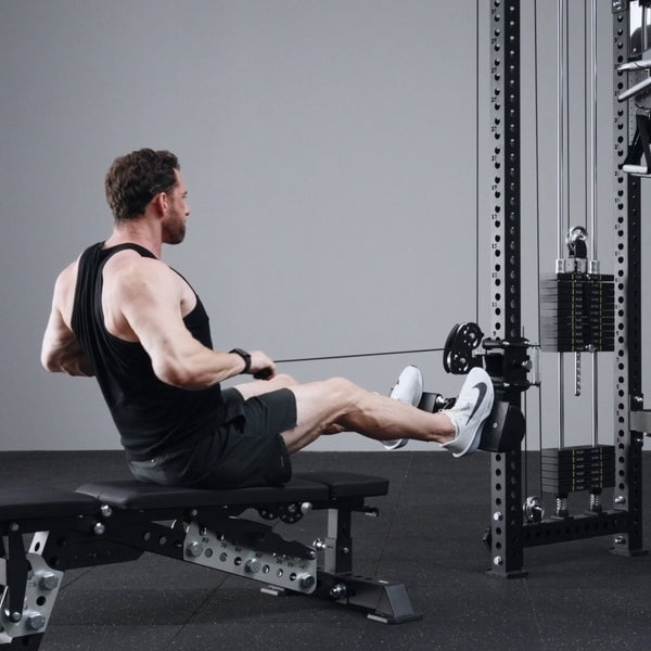 Mikolo Anubis-2.0 Smith Machine with Weight Stack, 3“×3” All-in-One Power Cage with LAT Pulldown & Cable Crossover, 3200LBS Multi-Function Trainer with Aluminum Pulley System with Weight Bench
