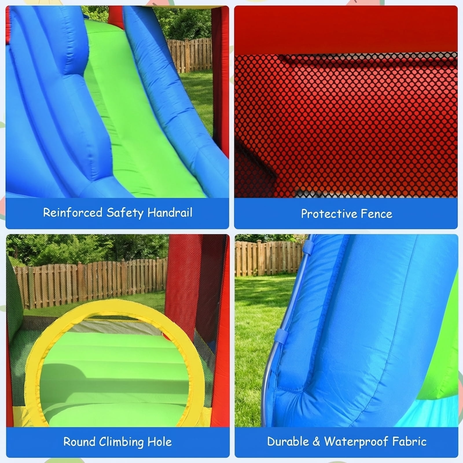 Redsmile Inflatable Bounce House Splash Pool with Water Climb Slide Blower included - Multicolor - Kids Birthday Party