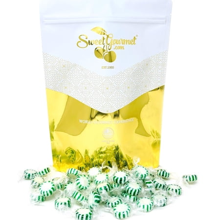 SweetGourmet Spearmint Green Starlights, Arcor Wrapped Hard Mint Candy Bulk, 5 Pound Bulk Bag