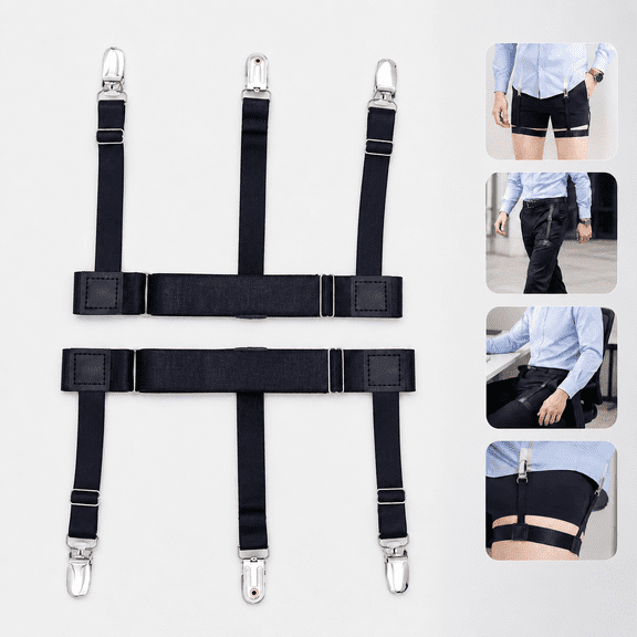 Ustris Men Shirt Stays Adjustable, Soft and Smooth Elastic Shirt Garter Shirts Holder with Non-slip Locking Clamps, Perfect Shirt Stays Garters for Professional