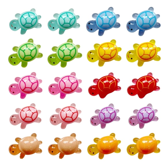 YIFAEUX 20Pcs Mini Luminous Turtle Figurine Glow-in-the-dark Tiny Colorful Tortoise Model Miniature Resin Animal Statue Decoration Ornament Party Favors
