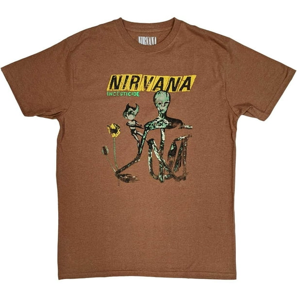 Nirvana - Camiseta Incesticide Album para Adultos Unisex (Marrón)