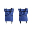 thumbnail image 2 of 2-in-1 Foldable Rolling Shopping Tote, Collapsible Grocery Cart with Wheels, 50L Large Capacity Reusable Shopping Bag with Adjustable Handle for Grocery, Laundry, Travel, Market, 2PC Blue, 2 of 7