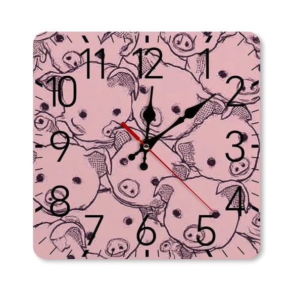 RKSupls 10×10inch Square Silent Wall Clock Wooden Frame, Blue Hydrangea Butterfly Scale Decorative Clock for Home Bedroom Living Room Office