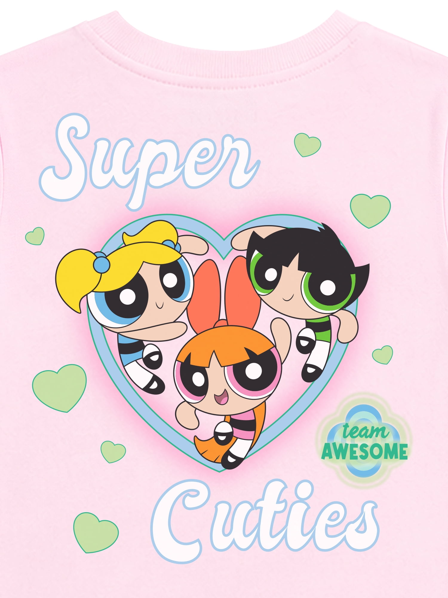 Powerpuff Girls Girls' Athletic Front & Back T-shirt with Embroidery & Straight Leg Fleece Pants, 2-Piece, Sizes 4-16