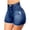 Dark Blue, variant on Women's Denim Shorts High Waist Ripped Distressed Frayed Hem Jeans Stretchy Skinny Fit Summer Hot Pants with Pockets