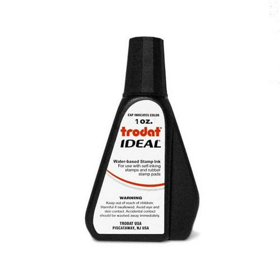 Black Self-Inking Stamp Ink, Trodat 1oz Drip Spout Bottle