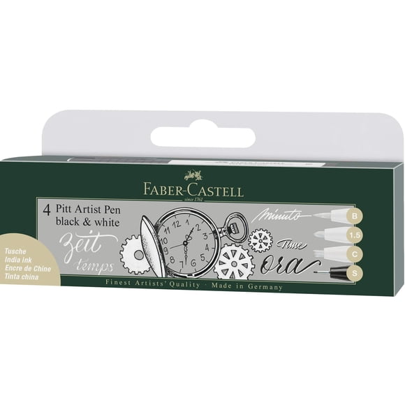 Bolígrafo Faber-Castell FC167151 PITT Artist, color blanco y negro (paquete de 4)