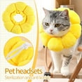 thumbnail image 2 of Sunflower Elizabethan Collar, Yellow Plush Pet Recovery Collar For Cats Dogs, Sterilization Anti-Licking Headgear, Elizabethan Dog Collar Pet Cone For Post-Surgery Recovery (M, 2 of 9