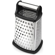 Professional Box Grater, Stainless Steel with 4 Sides, Best for Parmesan Cheese, Vegetables, Ginger, XL Size, Black