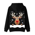 thumbnail image 2 of Chandail en Molleton de Noël pour Femmes à Capuche Cardigan Chaud Mignon Imprimé Pull Contrasté Blouse Col Rond Veste de Mode Mi-Longue, 2 of 6