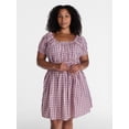 thumbnail image 2 of Time and Tru Women's and Women's Plus Cotton Peasant Mini Dress With Puff Sleeves, Sizes XS-4X, 2 of 6