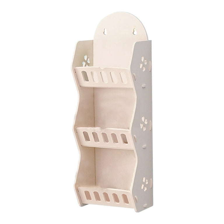 Plastic Three Compartments Wall Hanging Rack Mobile Phone Shelf  Self-assembly Storage Rack (Single Small, Sending Sticky Hook)