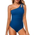 thumbnail image 1 of SURJDE One Shoulder One Piece Swimsuit for Women Tummy Control Bathing Suits Modest Full Coverage Keyhole Swimwear, 1 of 6