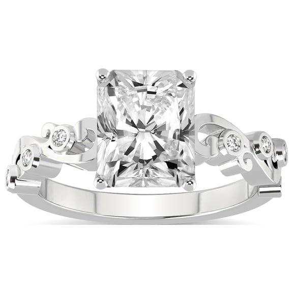 Radiant Shape 1 Carat IGI Certified Lab Grown Diamond Ring | 14K White Gold |Catrina Cutwork Lab Diamond Engagement Ring | FG-VS1-VS2 Quality Friendly Diamonds
