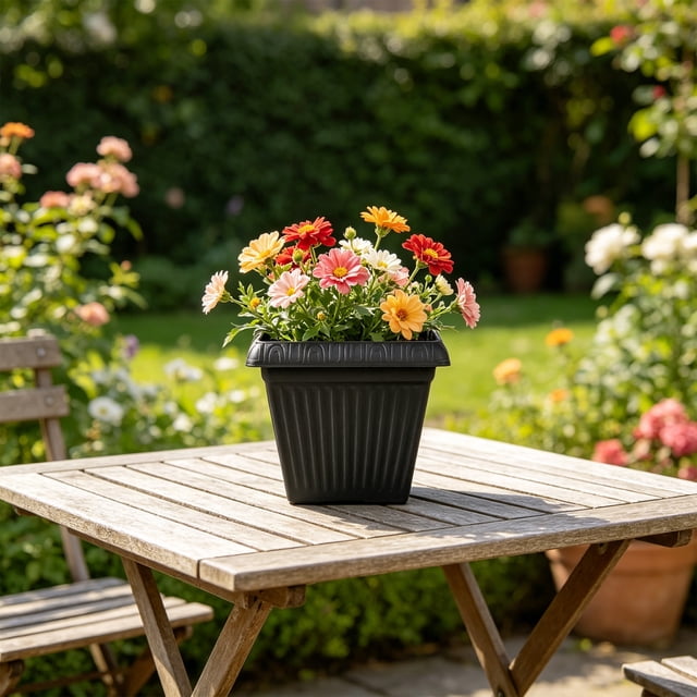 Aufmer Square Thickened Root Control Plastic Plant Pot Imitation Ceramic Texture Simple Styling For Home Garden Indoor Flower Green Plant Daily Cultivation Use