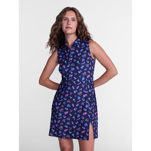 Birdie Bound Women's Sleeveless Polo Dress with built in body liner, Sizes XS-2XL