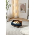 thumbnail image 4 of Scandinavian style Elevated Dog Bed Pet Sofa With Solid Wood legs and Bent Wood Back, cashmesh Cushion, Walnut wood,dark blue cashmesh., 4 of 9