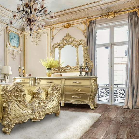 ACME Cabriole Dresser, Gold Finish