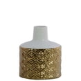 thumbnail image 1 of Vase Rond en Céramique avec Double Motif Diamant Gravé, Petit, Or et Blanc, 1 of 1