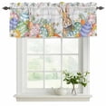 thumbnail image 2 of Easter Bunny Valances for Windows, Decorative Rod Pocket Window Valance Curtains, Colorful Easter Eggs Eucalyptus Grey Wooden Short Curtain Drapes for Kitchen/Living Room, 2 Panels, 42" W x 18" L, 2 of 8