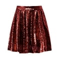 thumbnail image 5 of Women Sequin Skirt Sparkly Cute High Waist Ruffle Flowy Shiny Glitter Mini Short Skirts Night Out Club Party M, 5 of 6