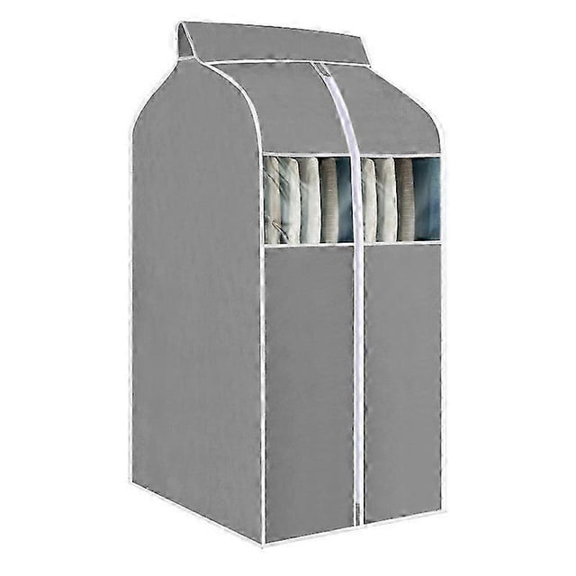 Hanging Garment Bag Garment Bag Organizer Storage with Clear Pvc Windows Garment Rack Cover DustproofGray 60*48*100