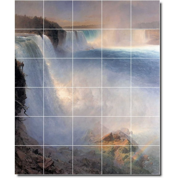 Ceramic Tile Mural-Frederic Church Waterfalls Painting 16. 40" w x 48" h using (30) 8 x 8 ceramic tiles