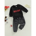 thumbnail image 3 of Emmababy Festive Baby Boys Christmas Outfits: 2Pcs Set with Letter Pullover Tops and Pants, 3 of 9