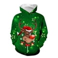 thumbnail image 5 of Tfken Christmas Sweatshirt For Boys Size3-14 Years Fleece Long Sleeve Hooded Hoodies Daily Wear Cartoon Print Dark Green Tops, 5 of 5