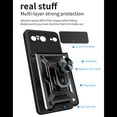 thumbnail image 4 of Heavy Duty Case for  Google Pixel 8 with Camera Lens Sliding Cover & Ring Holder Kickstand, Shockproof Rugged PC + Soft TPU Hybrid Magnetic Car Mount Case for  Google Pixel 8, Black, 4 of 8