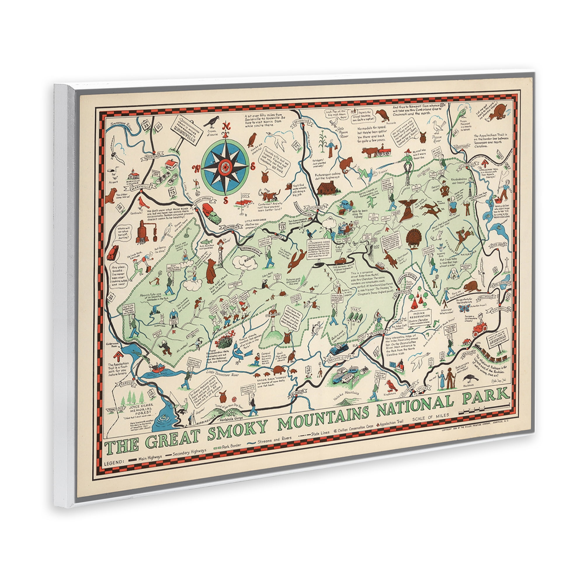 Stupell Industries Great Smoky Mountains Map History & Language Painting Unframed Art Print Wall Art, 15 x 10
