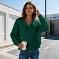 thumbnail image 5 of Liuinsasek Womens Fuzzy Sweater Fashion Casual V-Neck Oversized Long Sleeve Soft Fluffy Knit Pullover Top for Fall/Winter Lounge Outfits, 5 of 9