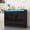 Black, variant on Modern Buffet Cabinet with LED Lights, High Gloss Sideboard Coffee Bar with 3 Doors & Charging Station, Handless Modern Sideboard Storage Cabinet for Living Room, Entryway, White