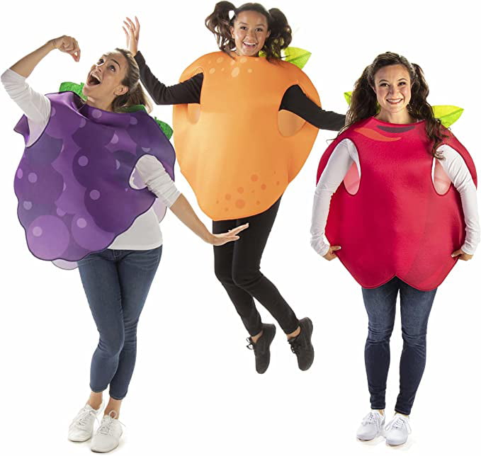 Friends Funny Fruit Costumes | 3 Slip On Halloween Costumes for Women and Men| One Size Fits All