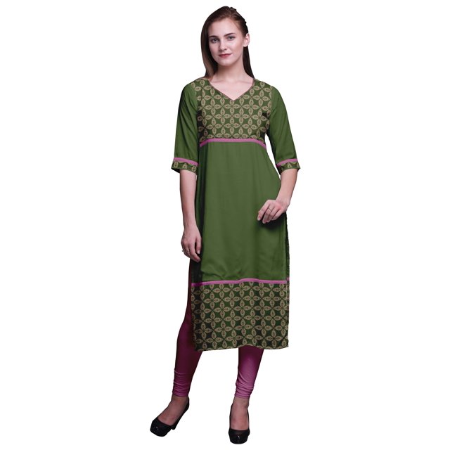 Bimba Kurtis Droits à Panneaux pour Femmes Robe Kurti Longue Haut Indien Imprimé